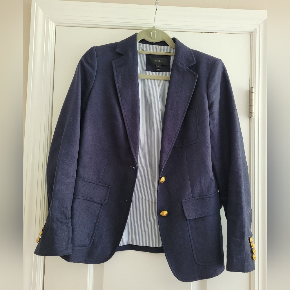 JCrew Rhodes Linen Blazer Navy Size 4